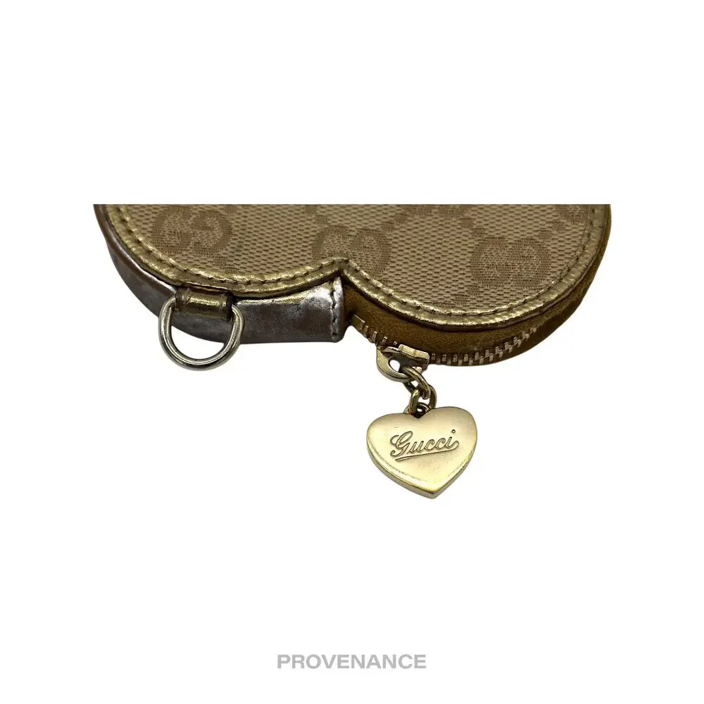 🔴 Gucci GG Canvas Coin Wallet - Bronze Heart Metallic - Picture 5 of 6